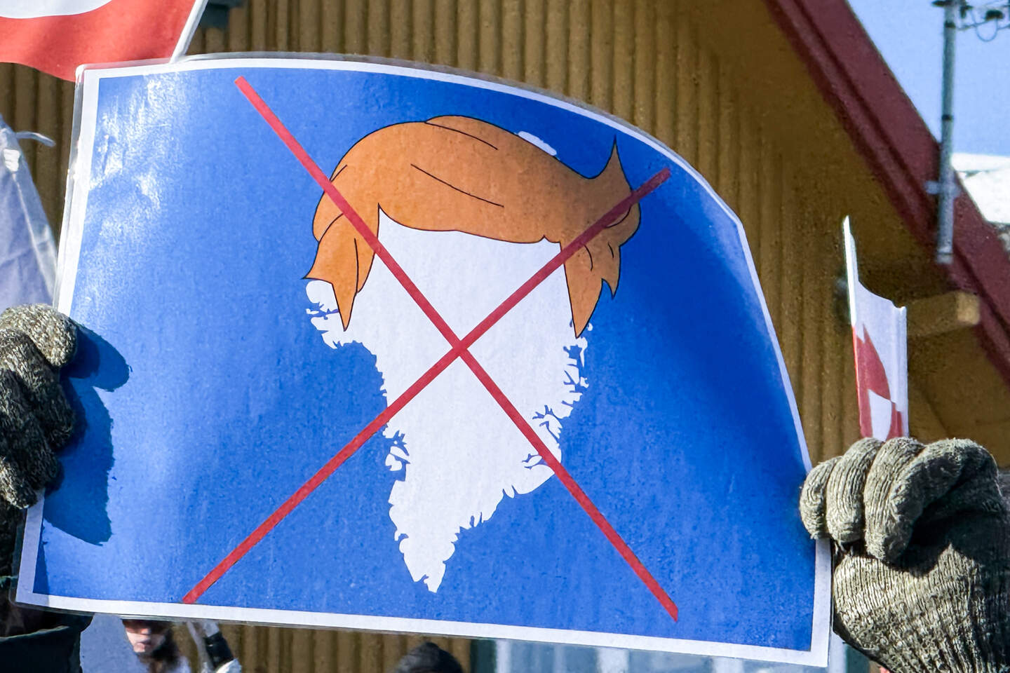 NUUK, GREENLAND - MARCH 15: Around 1,000 Greenlanders gather in the city center and march to the US consulate building located on the outskirts of the city to protesting US President Donald Trump's recent remarks on the sovereignty of their country, in Nuuk, Greenland on March 15, 2025. (Photo by Ahmet Gurhan Kartal/Anadolu via Getty Images)