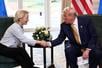 U.S. President Donald Trump shakes hands with European Commission President Ursula von der Leyen, after an announcement of a trade deal between the U.S. and EU, in Turnberry, Scotland, Britain, July 27, 2025. REUTERS/Evelyn Hockstein     TPX IMAGES OF THE DAY     