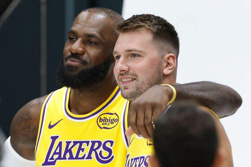 Het huidige sterrenduo van de LA Lakers: LeBron James (links) en Luka Doncic.