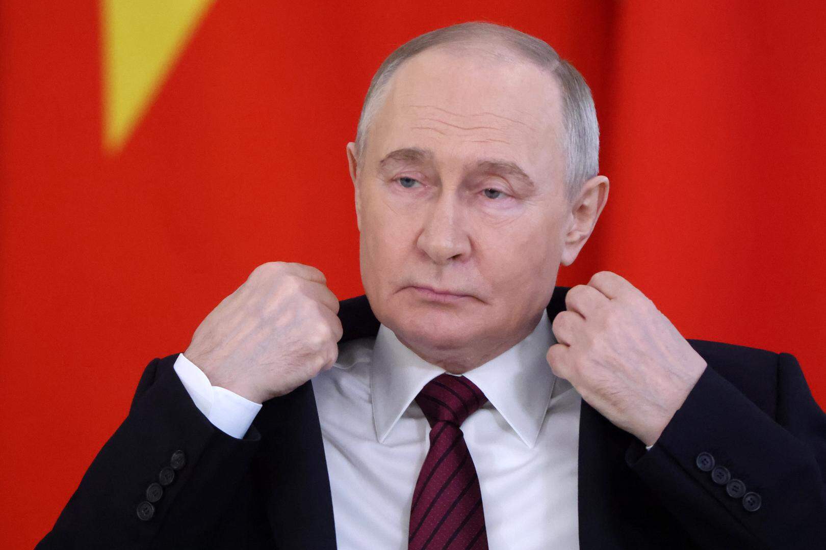 MOSCOW, RUSSIA - MAY 10 (RUSSIA OUT) Russian President Vladimir Putin gestures during a Russian-Vietnamese meeting at the Grand Kremlin Palace. May 10, 2025 in Moscow, Russia. President Putin holds meeting with foreign leaders during Victory Day celebrations, around the May 9th holday period, which commemorates the 80th anniversary of the end of Second World War. (Photo by Contributor/Getty Images)