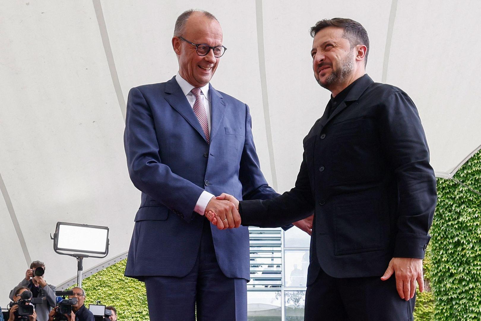 Bondskanselier Friedrich Merz met de Oekraïense president Volodymyr Zelensky.