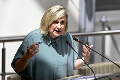 Flemish Minister for Domestic Governance and Integration Hilde Crevits pictured during a plenary session of the Flemish Parliament in Brussels, Wednesday 11 June 2025. BELGA PHOTO DIRK WAEM