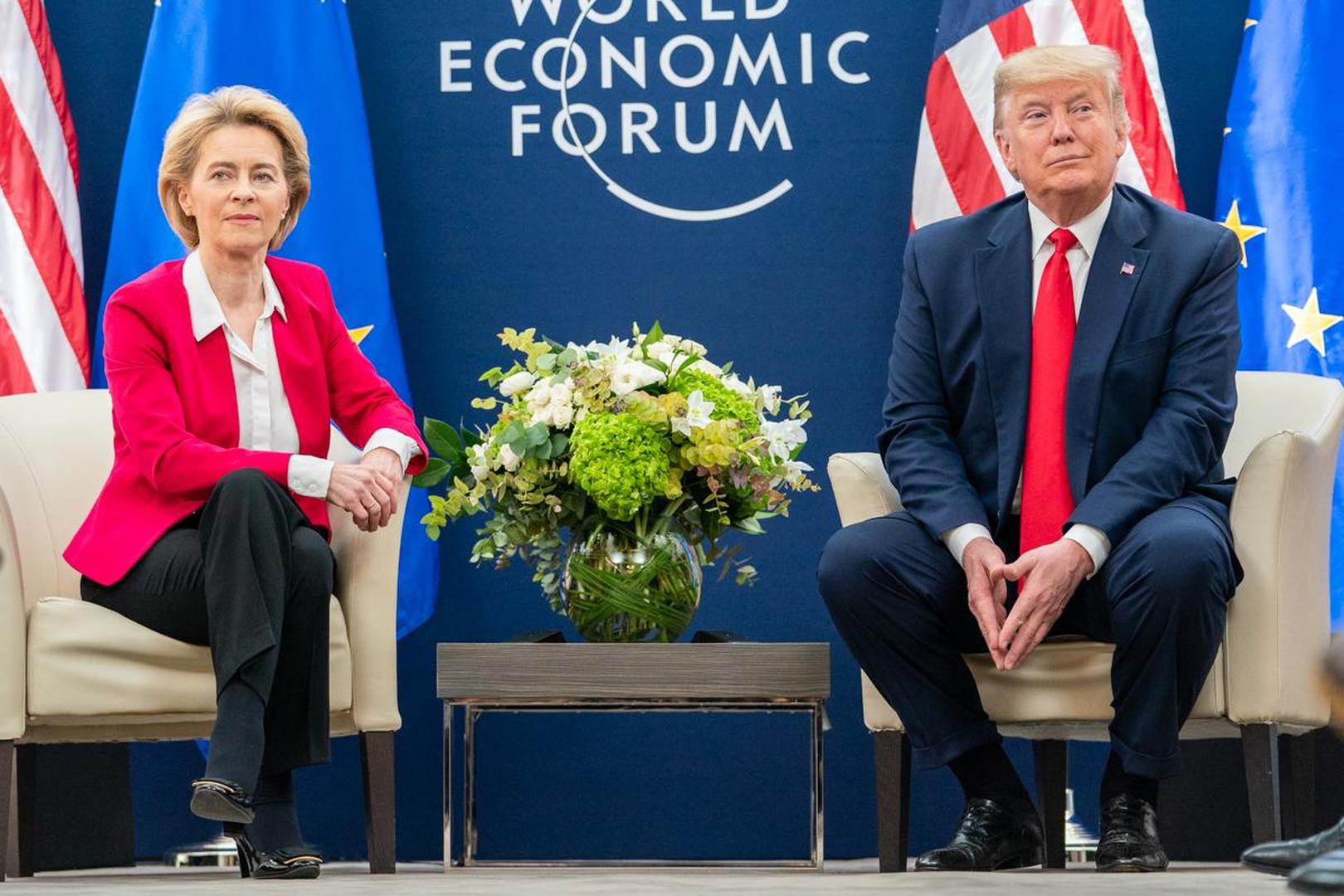 January 21, 2020, Davos, Switzerland : President DONALD TRUMP meets with the President of the European Commission URSULA VON DER LEYEN during the 50th Annual World Economic Forum meeting Tuesday, Jan. 21, 2020, at the Davos Congress Centre in Davos.