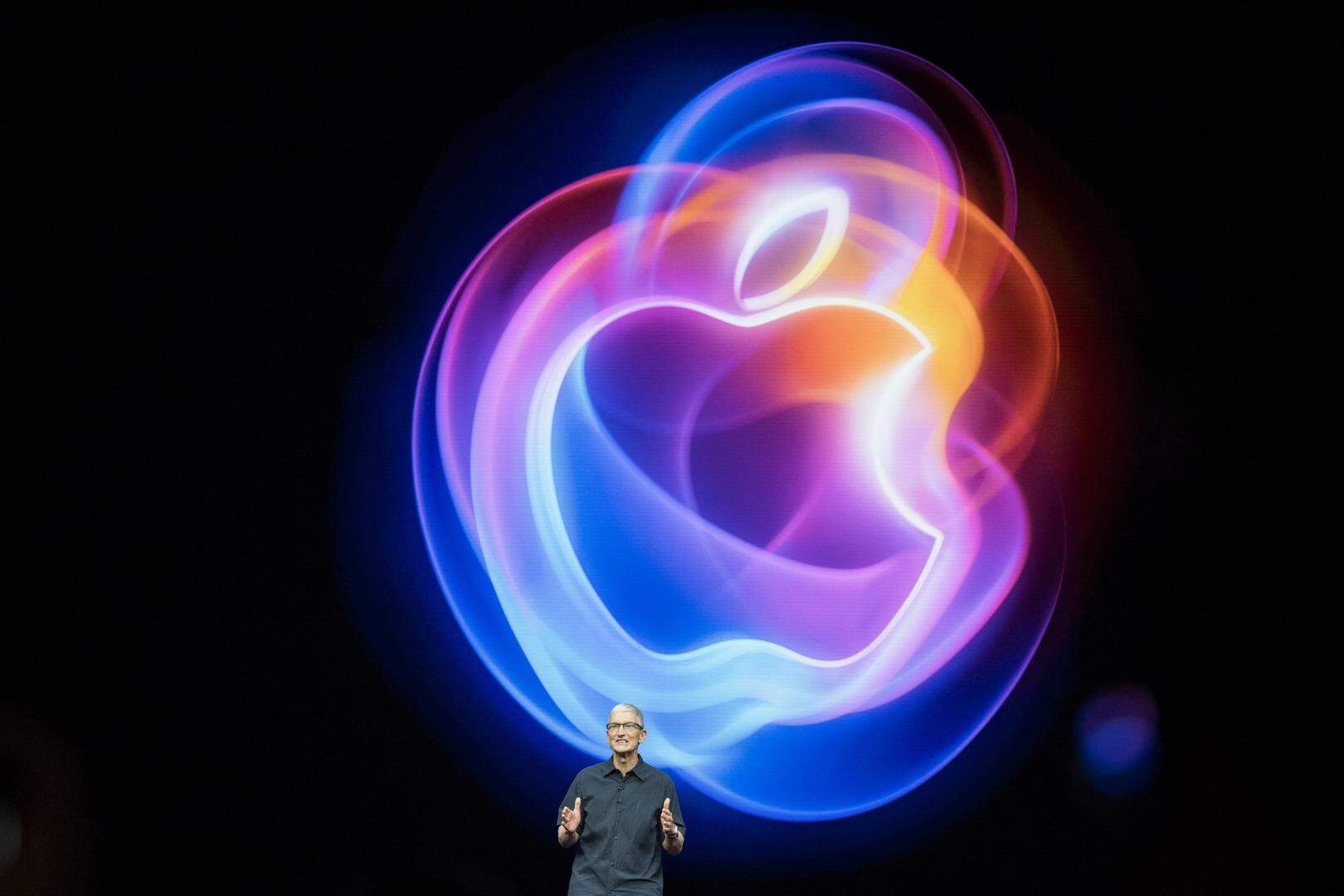 Apple CEO Tim Cook speaks during Apple's "It's Glowtime" event in Cupertino, California, September 9, 2024. (Photo by Nic Coury / AFP)