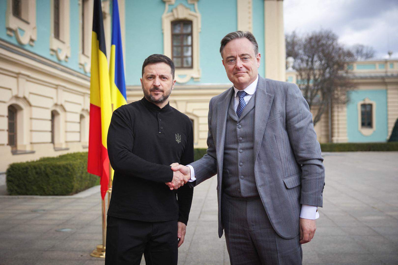 Handout photo dated on April 8, 2025 shows a meeting Between the President of Ukraine and the Prime Minister of Belgium in Kyiv. President Volodymyr Zelenskyy met with Belgian Prime Minister Bart De Wever, who made Ukraine the destination of his first visit since taking office. The President expressed gratitude to Belgium for its consistent support of Ukraine since the first days of Russia’s full-scale invasion. Kyiv, Ukraine on April 8, 2025. photo by Presidency of Ukraine via ABACAPRESS.COM