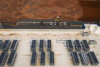 Een dronebeeld van een datacenter van Amazon in Manassas in Virginia.