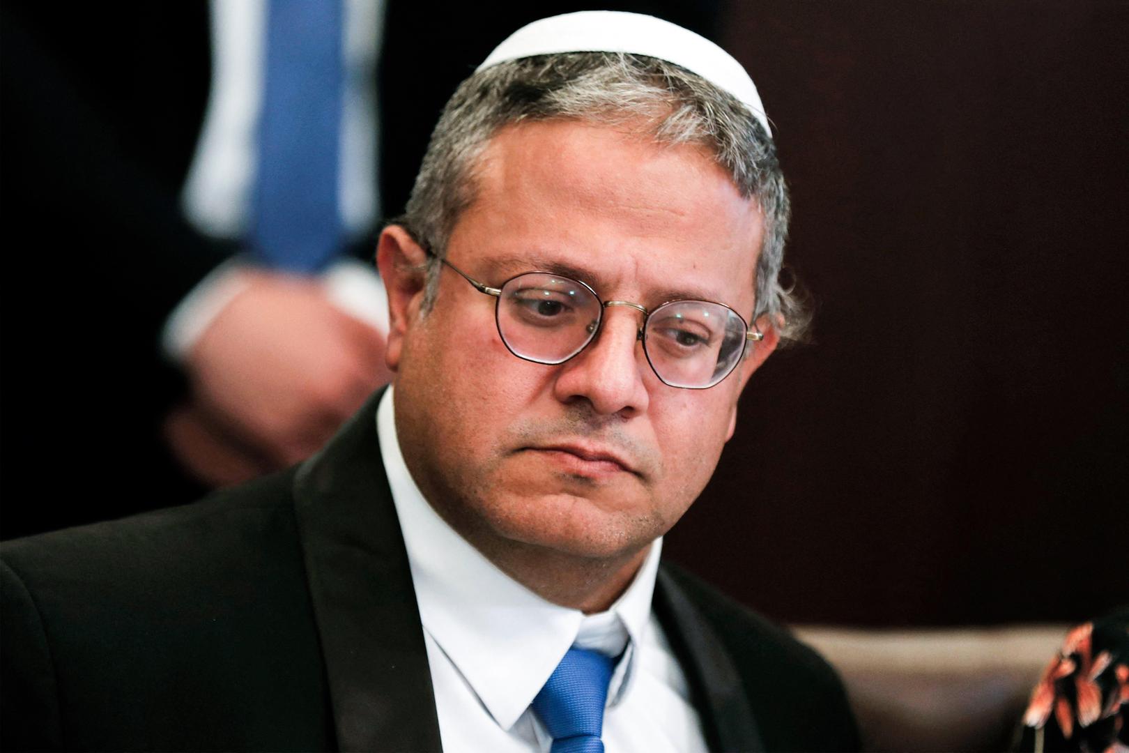 Itamar Ben Gvir, Israel's new far-right Minister of National Security, attends the weekly cabinet meeting in Jerusalem on January 3, 2023. (Photo by Atef SAFADI / POOL / AFP)