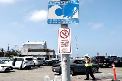 Een tsunamigevoelige zone in Santa Monica, California.