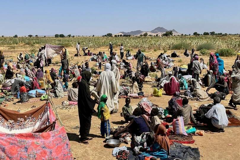 Ontheemden verzamelen zich in een kamp in Tawila.