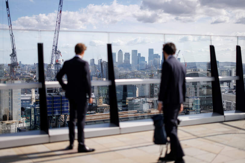 De skyline van de Londense City. 