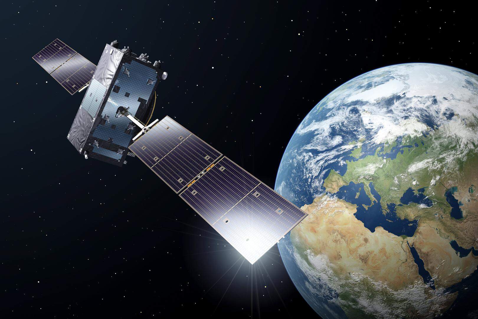 Een illustratie van een Galileo-satelliet.